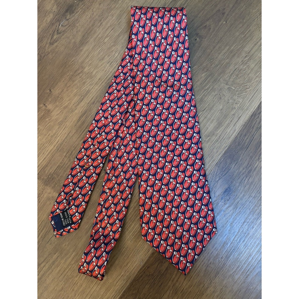 GUCCI Red Navy Gold Neck Tie Silk Italy 3.5 In